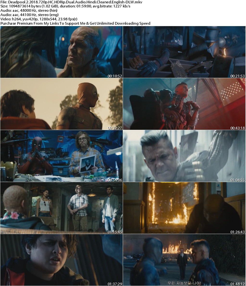 Deadpool 2 (2018) 720p HC HDRip Dual Audio [Hindi Cleaned+English]-DLW