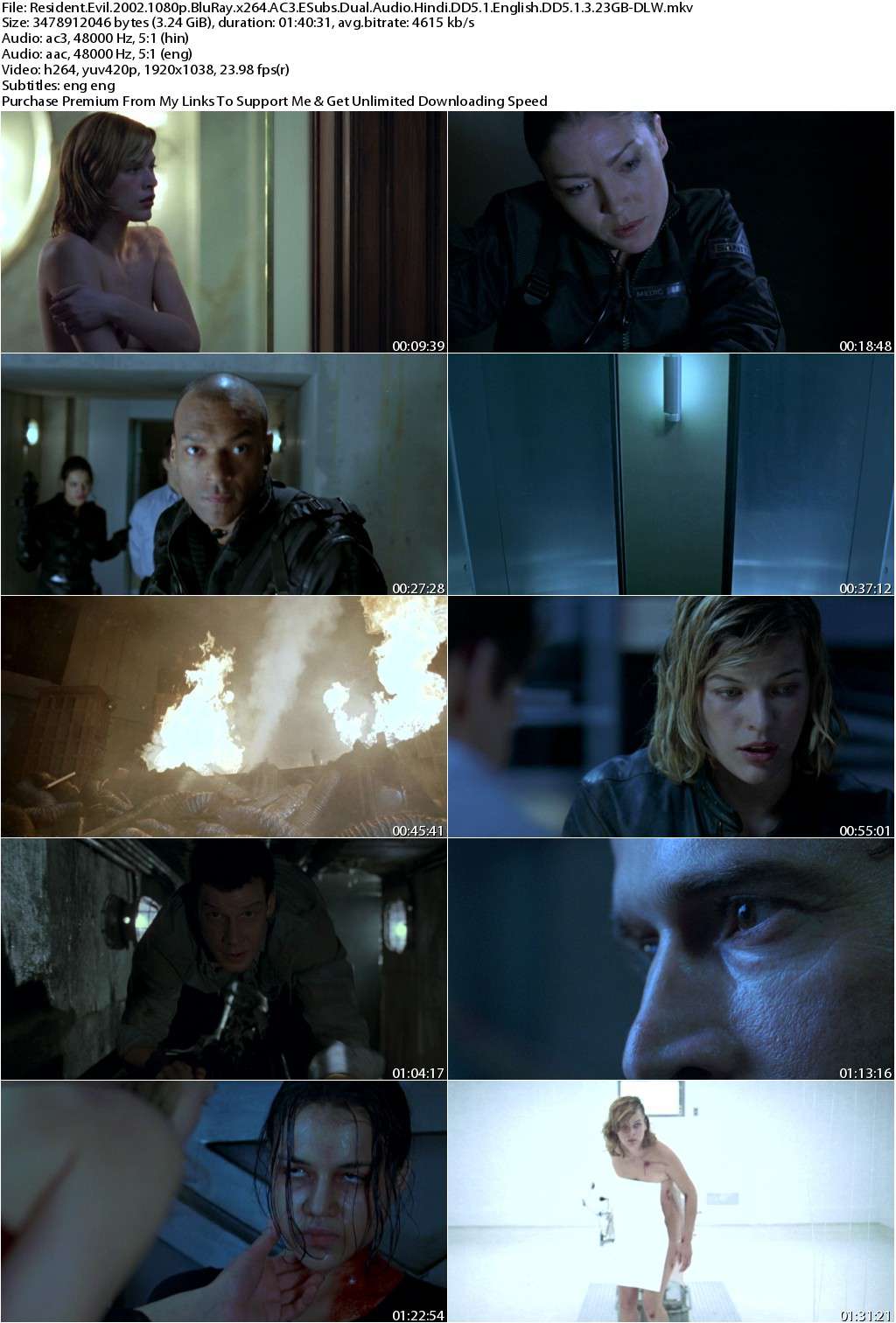 Resident Evil (2002) 1080p BluRay x264 AC3 ESubs Dual Audio [Hindi DD5.1+English DD5.1]-DLW