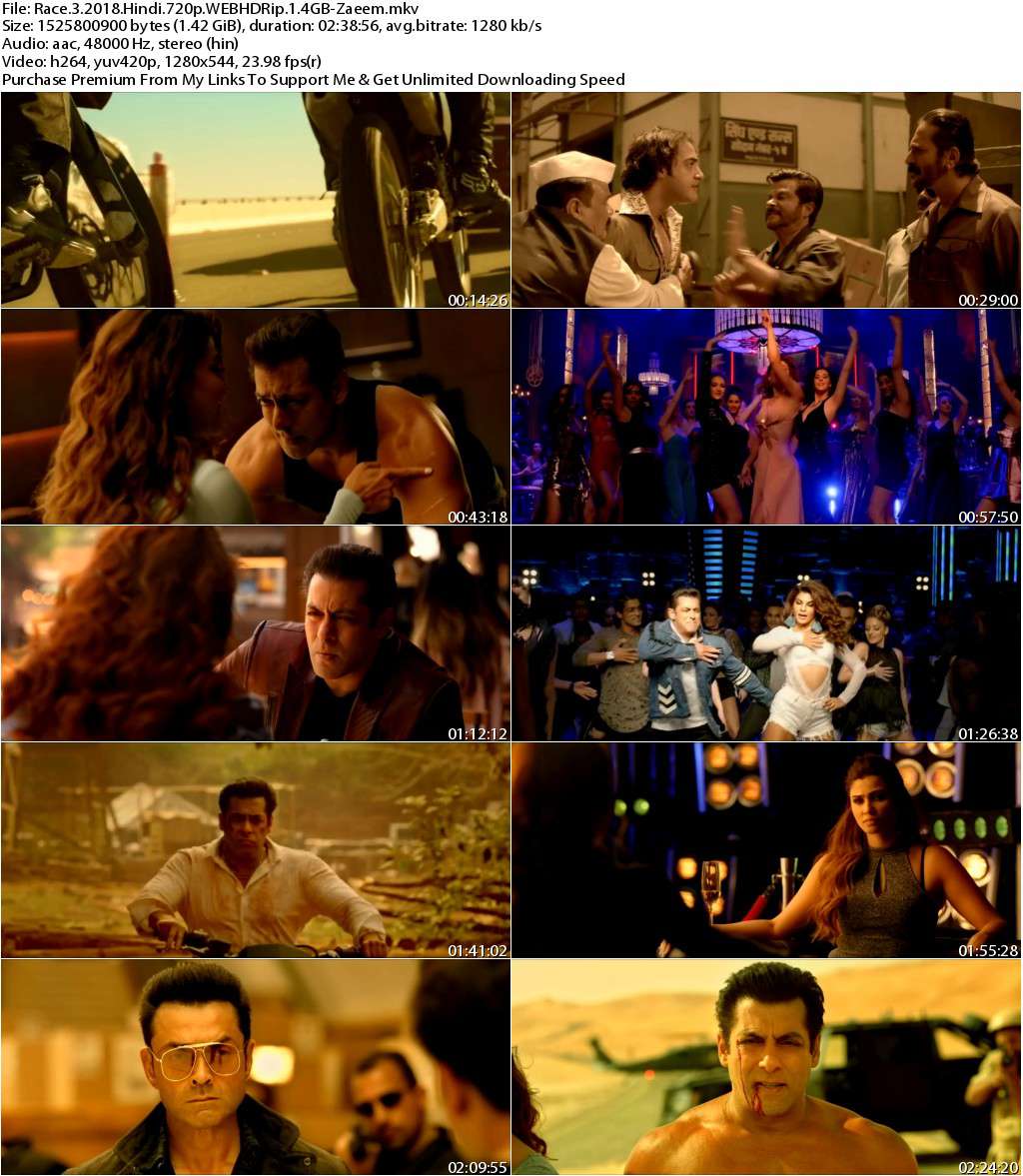 Race 3 (2018) Hindi 720p WEBHDRip 1.4GB-Zaeem