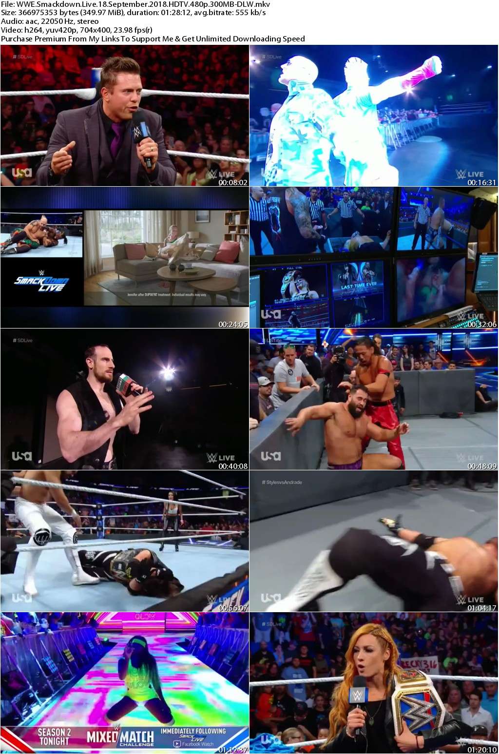 WWE Smackdown Live 18 September 2018 HDTV 480p 300MB-DLW