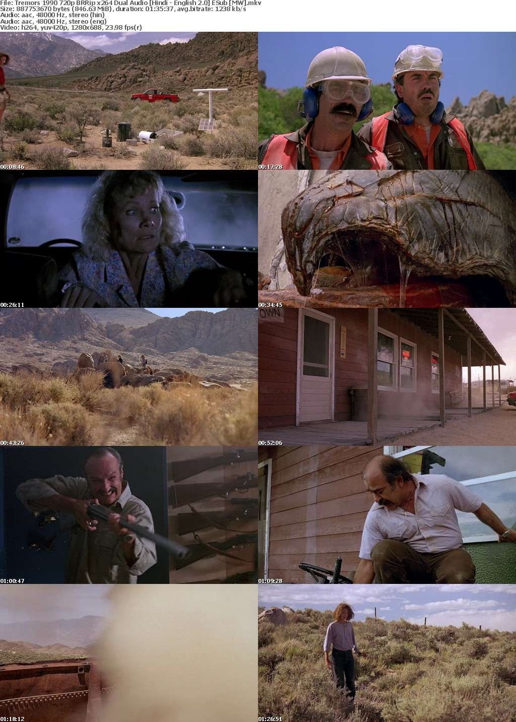 Tremors (1990) 720p BRRip x264 Dual Audio Hindi - English 2.0 ESub MW