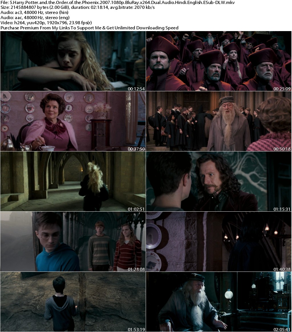 Harry Potter and the Order of the Phoenix (2007) 1080p BluRay x264 Dual Audio Hindi English ESub-DLW