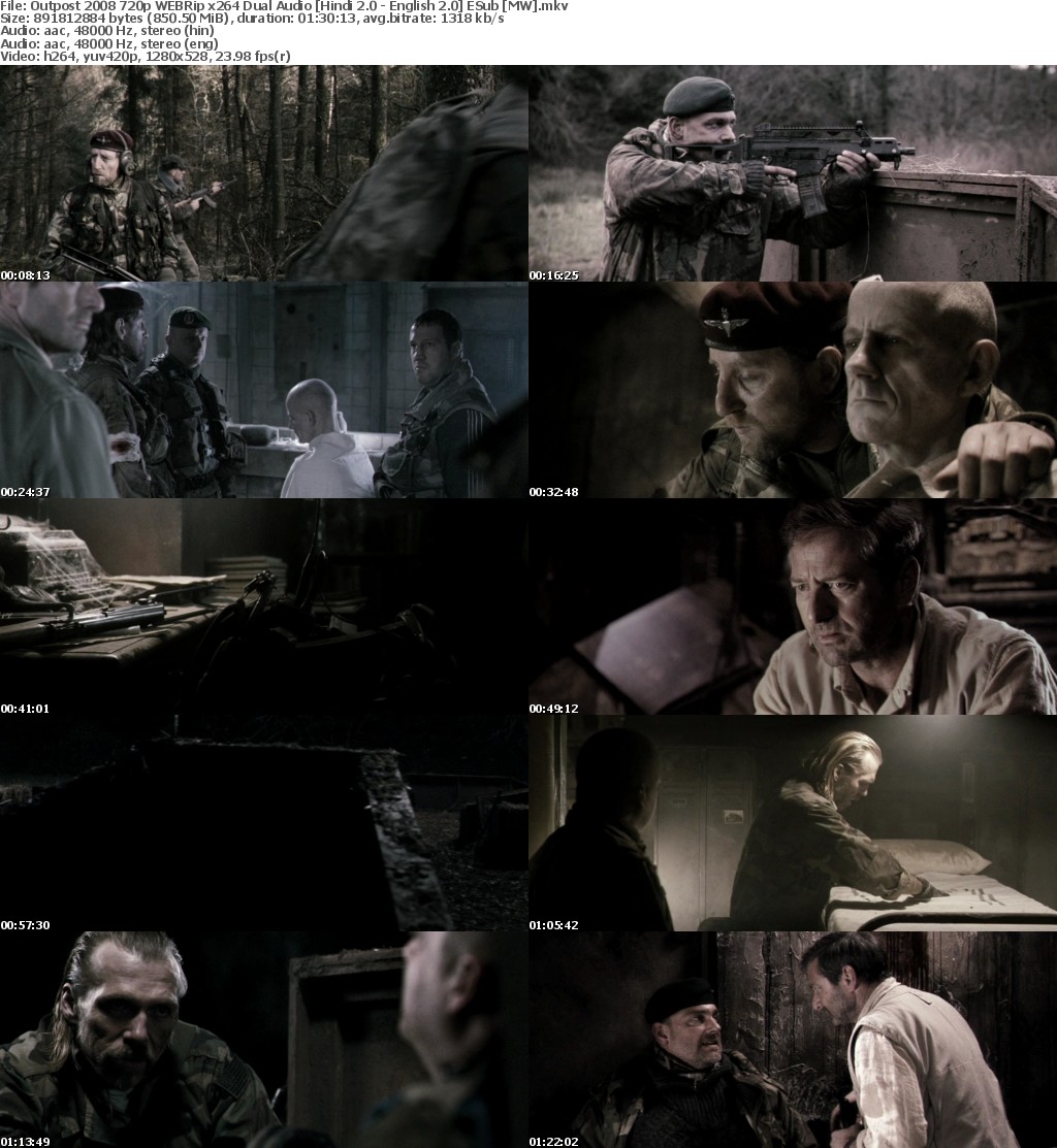 Outpost (2008) 720p WEBRip x264 Dual Audio Hindi 2.0 - English 2.0 ESub MW