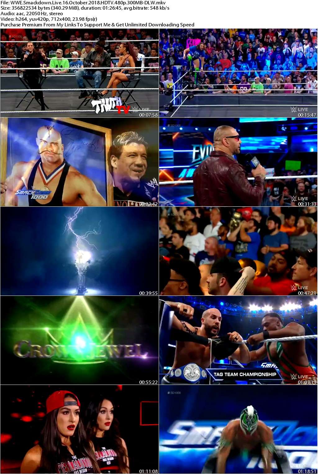 WWE Smackdown Live 16 October 2018 HDTV 480p 300MB-DLW