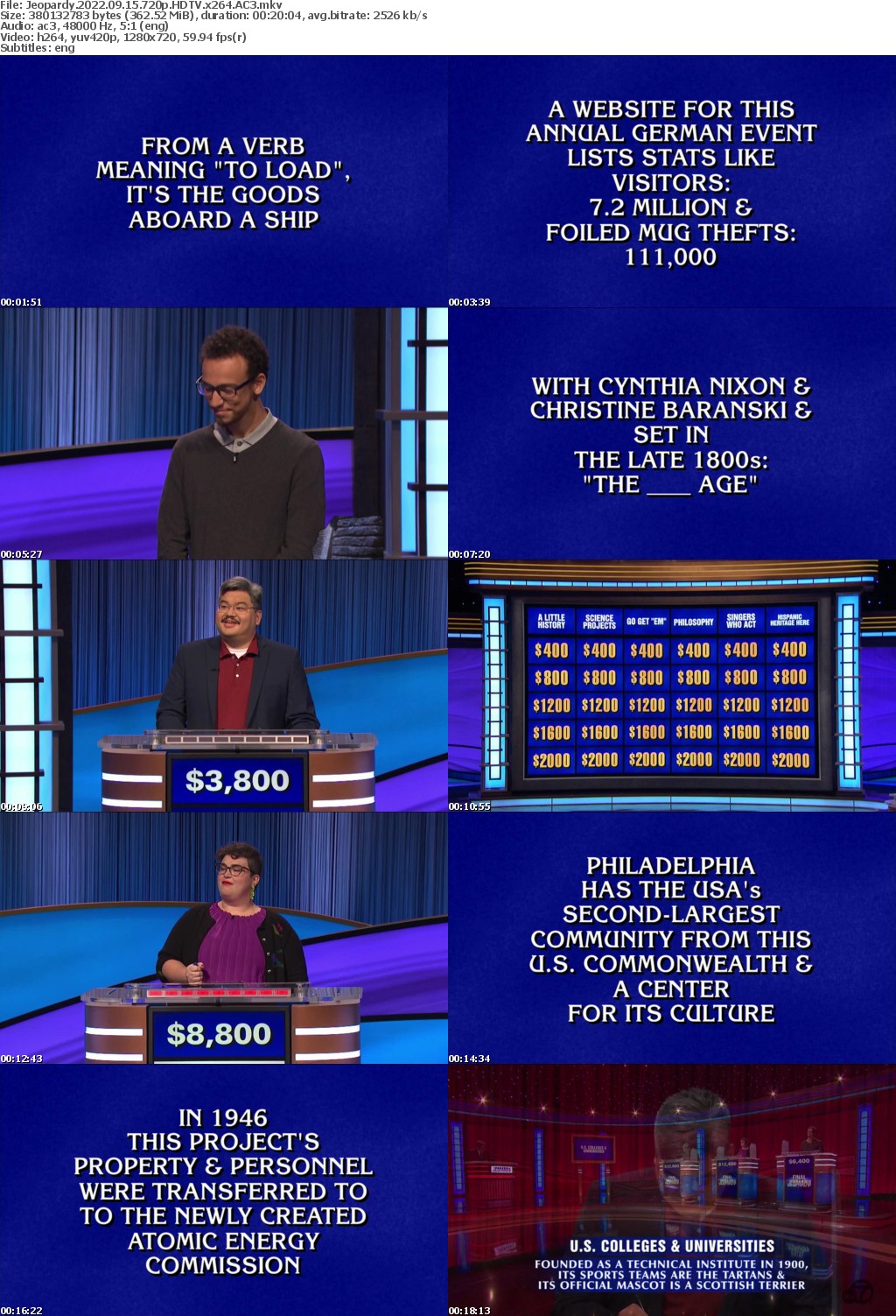 Jeopardy 2022 09 15 720p HDTV x264 AC3 atgoat
