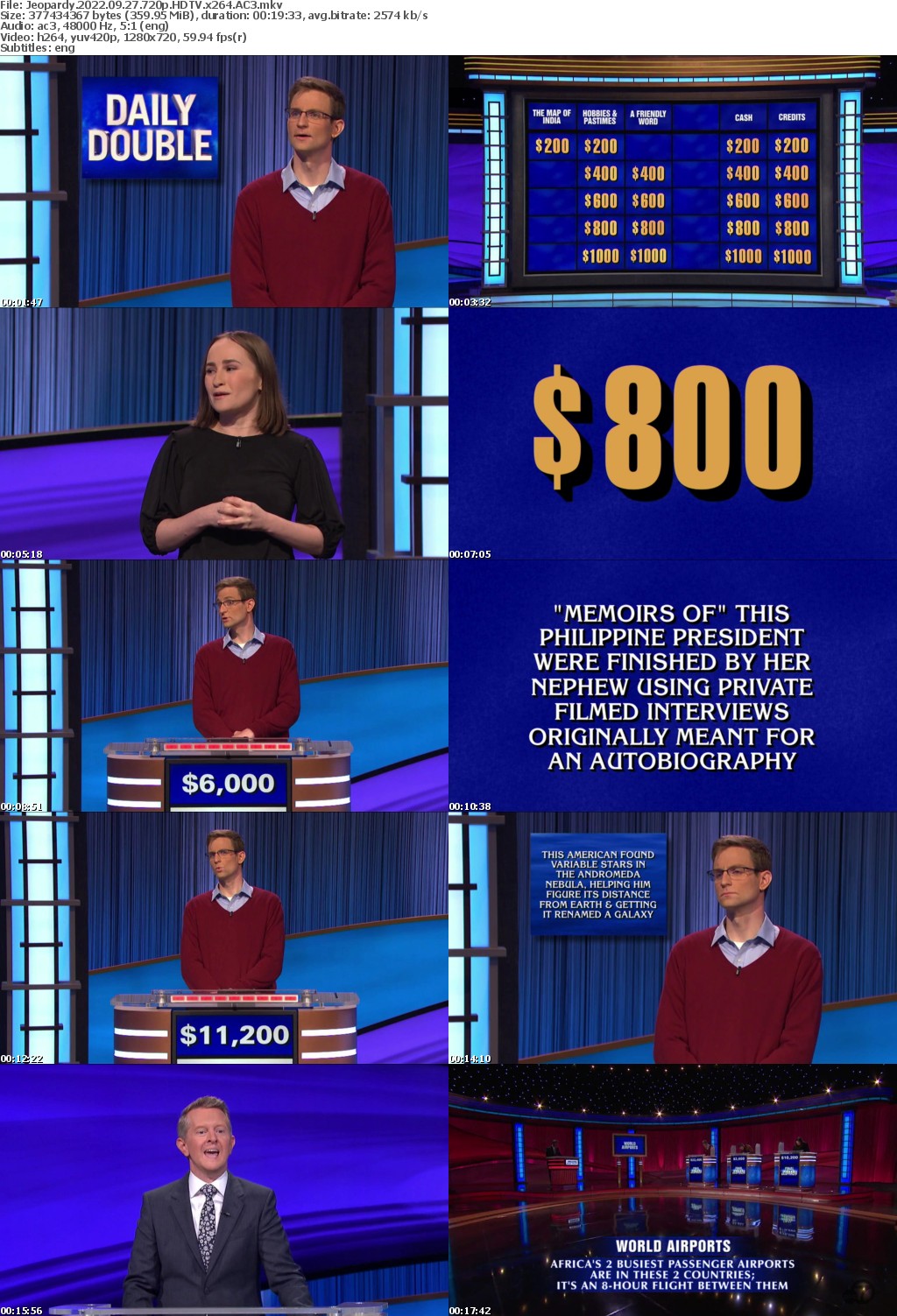 Jeopardy 2022 09 27 720p HDTV x264 AC3 atgoat
