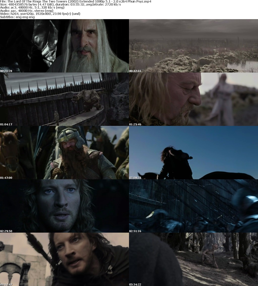 The Lord Of The Rings The Two Towers (2002) Extended 1080p 5 1 - 2 0 x264 Phun Psyz