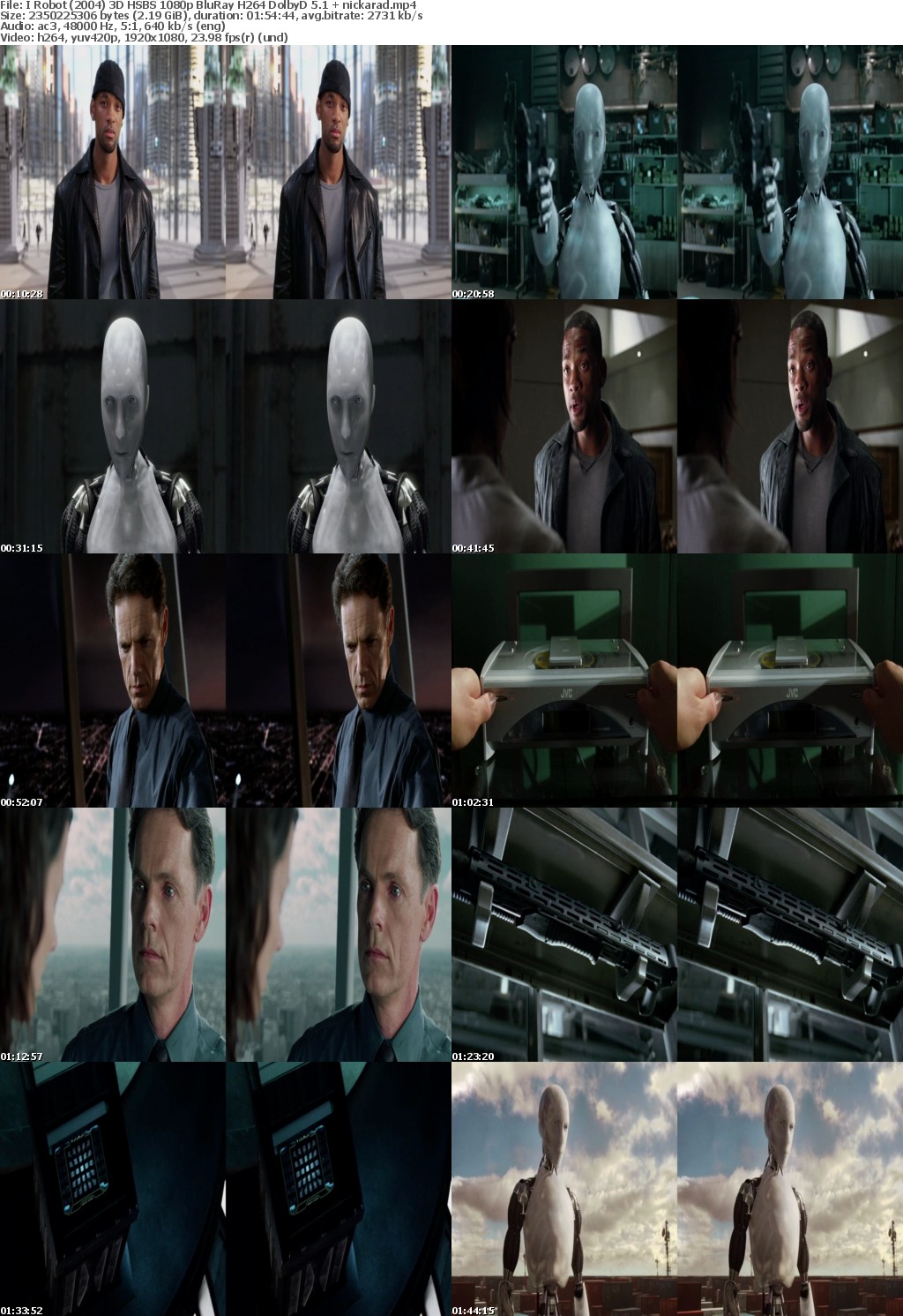 I Robot (2004) 3D HSBS 1080p BluRay H264 DolbyD 5 1 nickarad