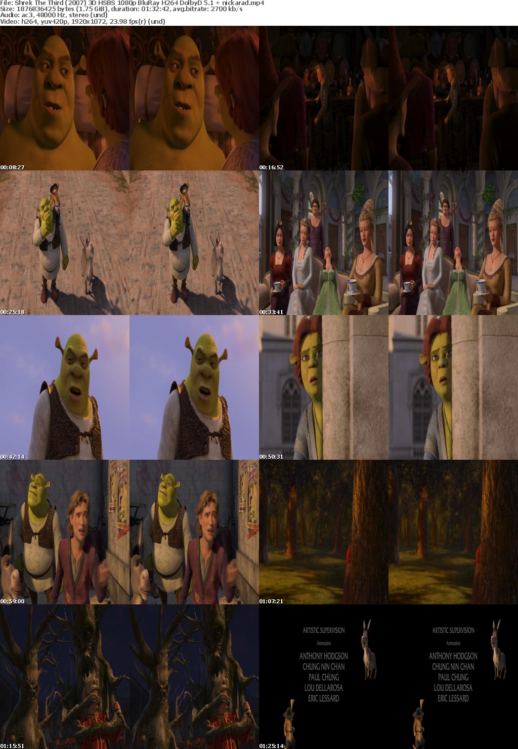 Shrek The Third (2007) 3D HSBS 1080p BluRay H264 DolbyD 5 1 nickarad