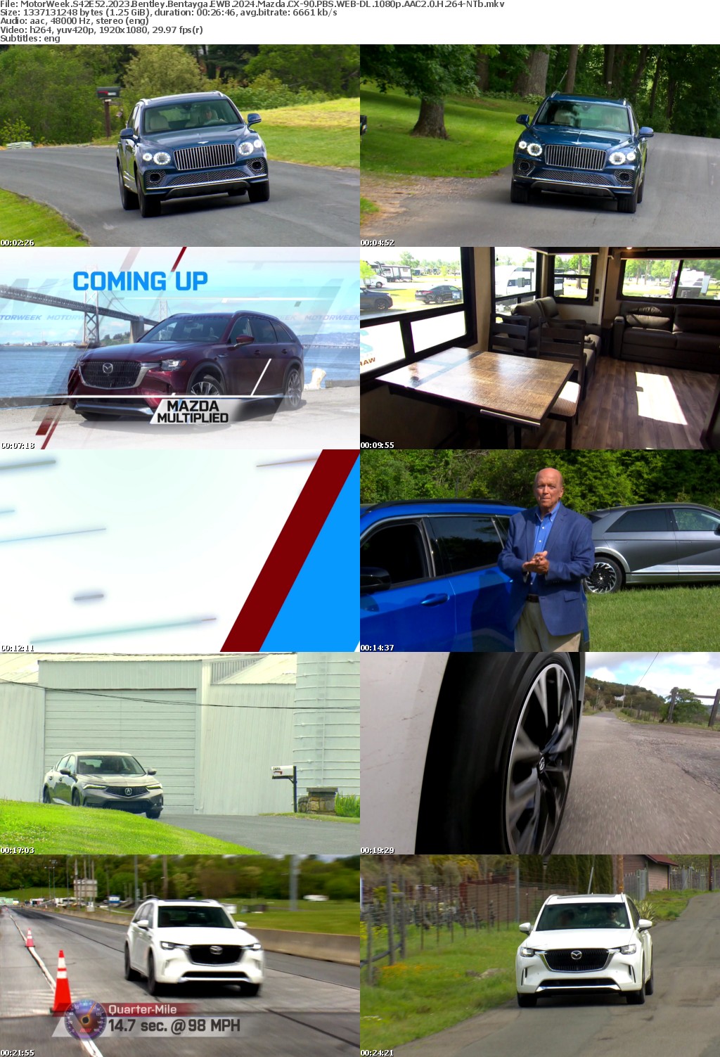 MotorWeek S42E52 2023 Bentley Bentayga EWB 2024 Mazda CX-90 PBS WEB-DL 1080p AAC2 0 H 264-NTb